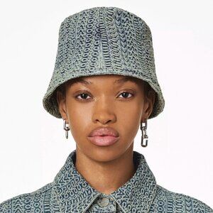 NEW! NWT! Marc Jacobs The Washed Monogram Denim Bucket Hat Louis Vuitton Monogram Denim Bucket Hat Denim Blue - FW24 - US main image 3
